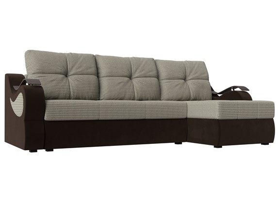 Угловой диван Меркурий, Корфу 02 (рогожка)/коричневый (вельвет) в Шахтах - изображение