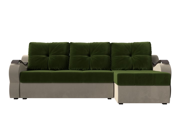 Угловой диван Меркурий, Зеленый/бежевый (вельвет) в Шахтах - изображение 1