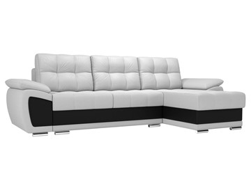 Угловой диван для гостиной Нэстор, Белый/Черный (экокожа) в Батайске
