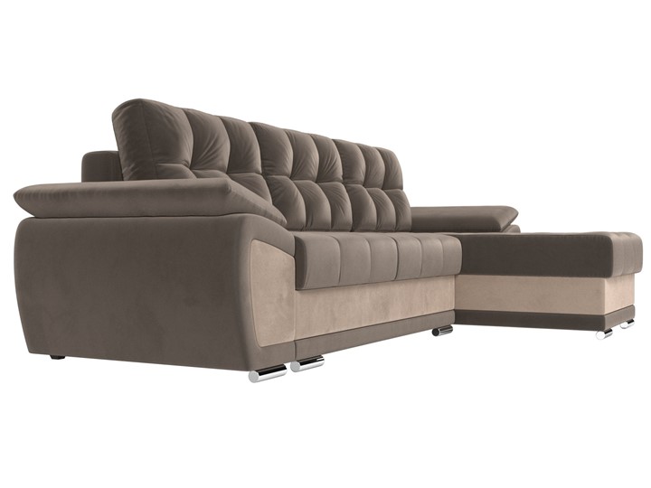 Угловой диван для гостиной Нэстор, Коричневый/Бежевый (велюр) в Батайске - изображение 4