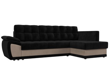 Угловой диван для гостиной Нэстор прайм, Черный/Бежевый (велюр) в Шахтах