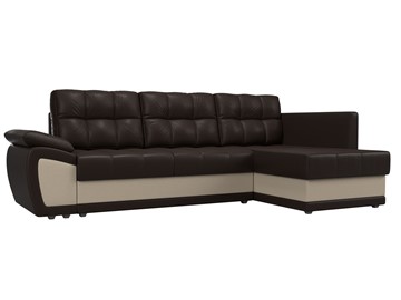 Угловой диван для гостиной Нэстор прайм, Коричневый/Бежевый (экокожа) в Шахтах