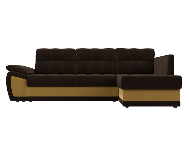 Угловой диван для гостиной Нэстор прайм, Коричневый/Желтый (микровельвет) в Шахтах - изображение 3