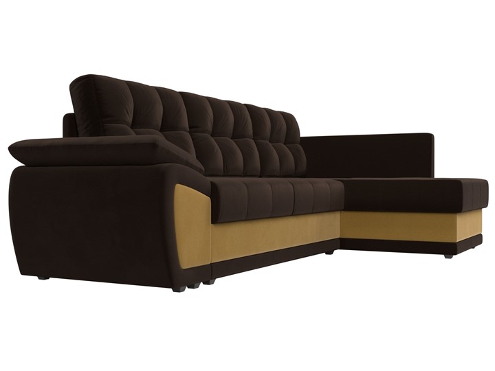 Угловой диван для гостиной Нэстор прайм, Коричневый/Желтый (микровельвет) в Шахтах - изображение 4