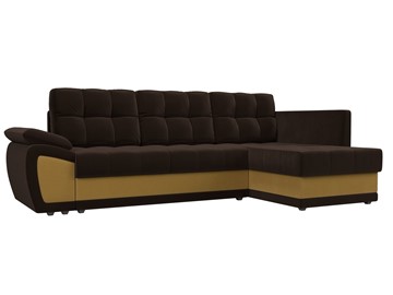 Угловой диван для гостиной Нэстор прайм, Коричневый/Желтый (микровельвет) в Шахтах - предосмотр