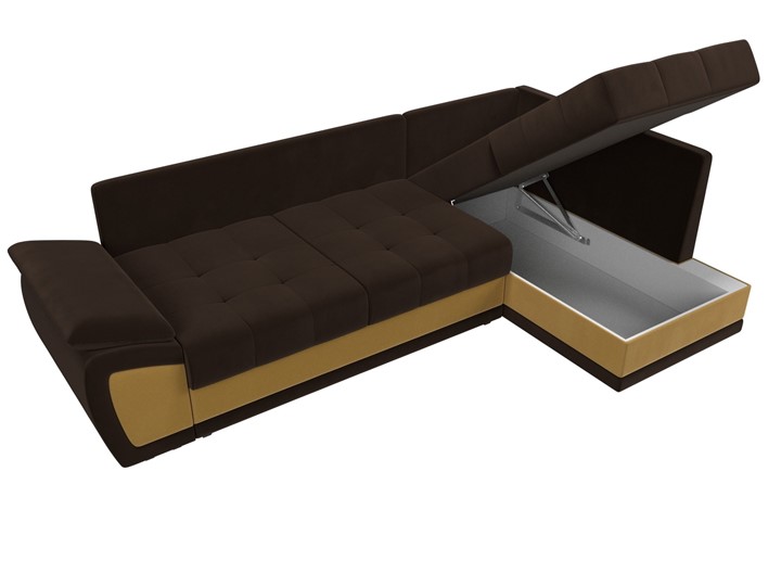 Угловой диван для гостиной Нэстор прайм, Коричневый/Желтый (микровельвет) в Шахтах - изображение 8
