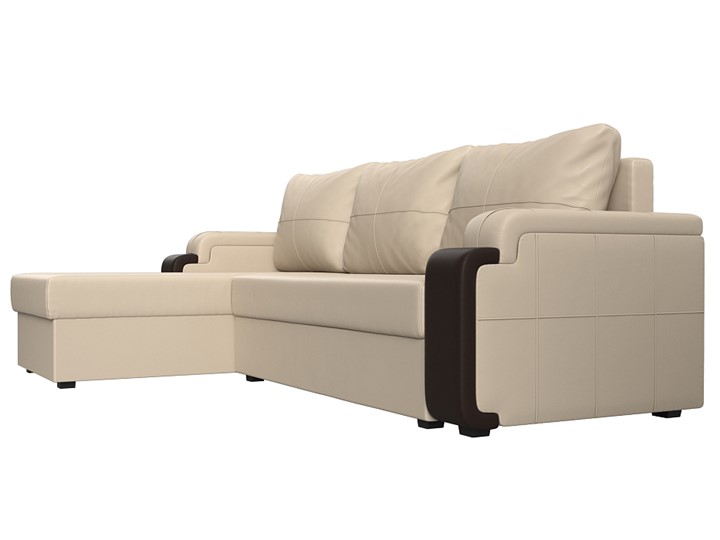 Угловой диван с оттоманкой Николь лайт, Бежевый/Коричневый (экокожа) в Шахтах - изображение 2