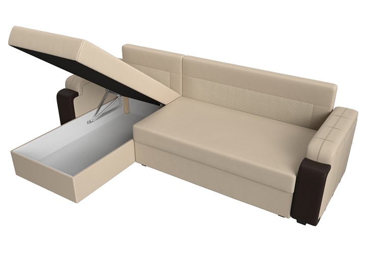 Угловой диван с оттоманкой Николь лайт, Бежевый/Коричневый (экокожа) в Шахтах - изображение 7