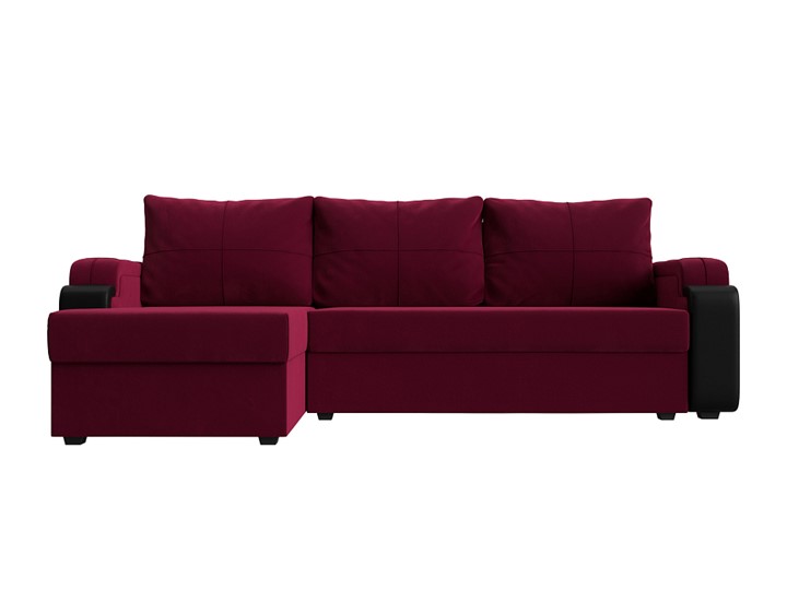 Угловой диван Николь лайт, Бордовый/Черный (микровельвет/экокожа) в Шахтах - изображение 1