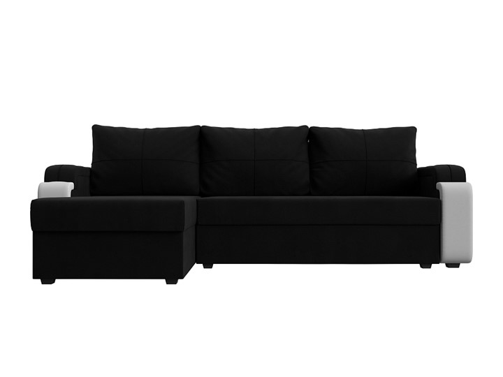Угловой диван Николь лайт, Черный/Белый (микровельвет/экокожа) в Шахтах - изображение 1