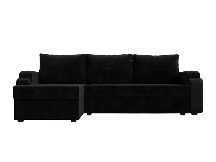 Угловой диван Николь лайт, Черный/Черный (велюр/экокожа) в Шахтах - изображение 1
