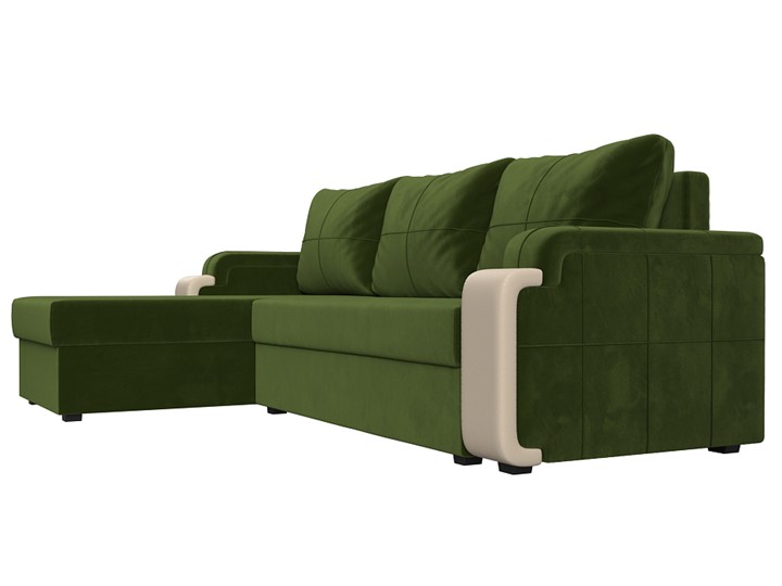 Угловой раскладной диван Николь лайт, Зеленый/Бежевый (микровельвет/экокожа) в Шахтах - изображение 2