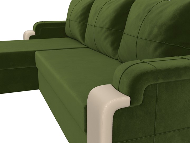 Угловой раскладной диван Николь лайт, Зеленый/Бежевый (микровельвет/экокожа) в Шахтах - изображение 3