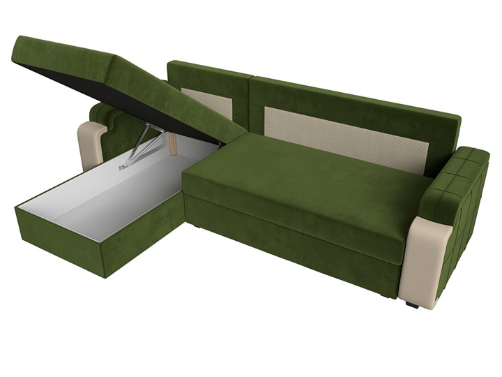 Угловой раскладной диван Николь лайт, Зеленый/Бежевый (микровельвет/экокожа) в Шахтах - изображение 7