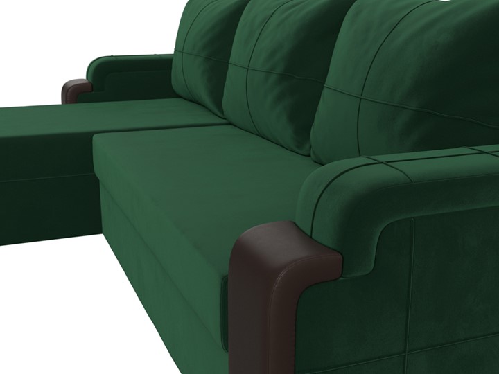 Угловой диван Николь лайт, Зеленый/Коричневый (велюр/экокожа) в Шахтах - изображение 3