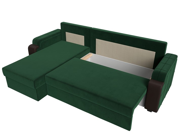 Угловой диван Николь лайт, Зеленый/Коричневый (велюр/экокожа) в Шахтах - изображение 5