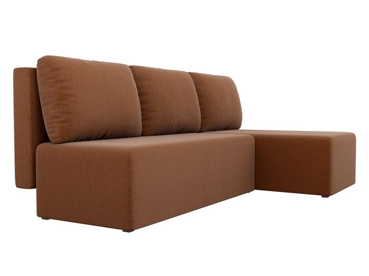 Угловой диван с оттоманкой Поло, Коричневый (рогожка) в Шахтах - изображение 2