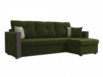 Угловой раскладной диван Валенсия, Зеленый (микровельвет) в Шахтах