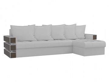 Угловой диван с оттоманкой Венеция, Белый (экокожа) в Шахтах