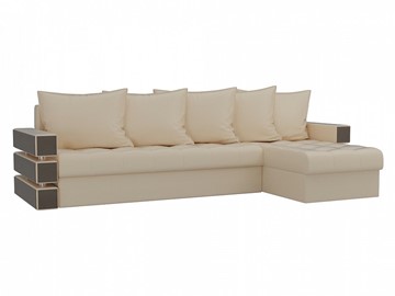 Угловой диван с оттоманкой Венеция, Бежевый (экокожа) в Шахтах
