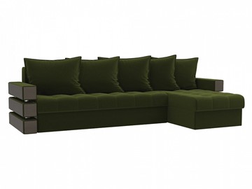 Угловой диван с оттоманкой Венеция, Зеленый (микровельвет) в Шахтах