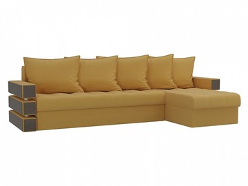 Угловой диван с оттоманкой Венеция, Желтый (микровельвет) в Шахтах