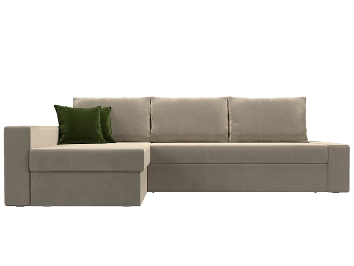 Угловой диван для гостиной Версаль, Бежевый/Зеленый (микровельвет) в Шахтах - изображение 1