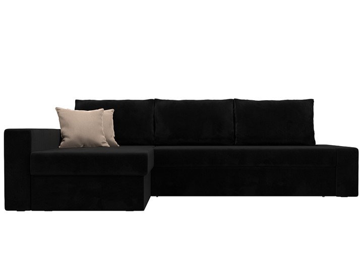 Угловой диван Версаль, Черный/Бежевый (велюр) в Шахтах - изображение 1