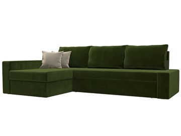 Угловой диван Версаль, Зеленый/Бежевый (микровельвет) в Батайске