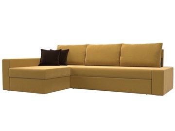 Угловой диван для гостиной Версаль, Желтый/Коричневый (микровельвет) в Таганроге