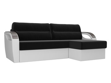 Угловой диван Форсайт, черный/белый (Микровельвет\Экокожа) в Батайске