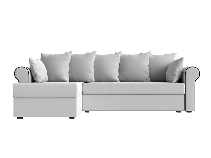 Угловой раскладной диван Рейн, Белый/Черный (экокожа) в Шахтах - изображение 1