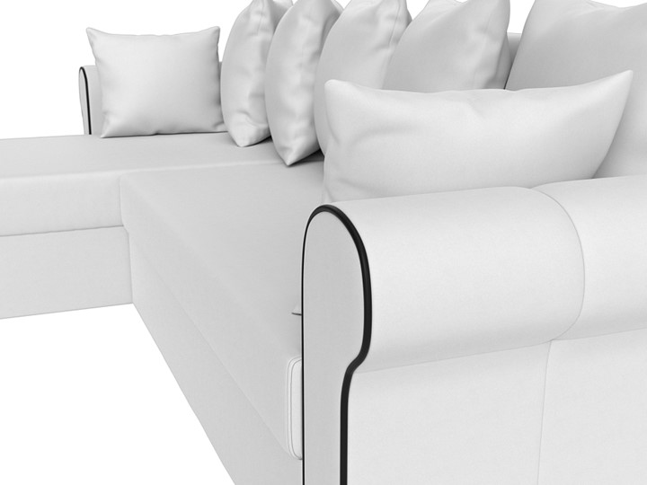 Угловой раскладной диван Рейн, Белый/Черный (экокожа) в Шахтах - изображение 3