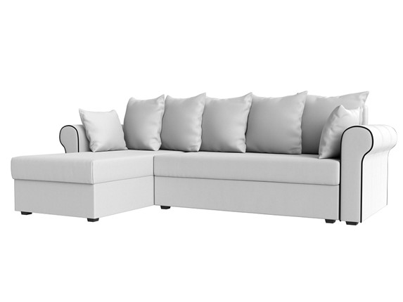 Угловой раскладной диван Рейн, Белый/Черный (экокожа) в Шахтах - изображение