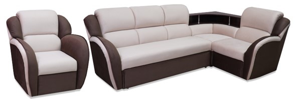 Угловой диван Соня-14 с полкой и креслом в Шахтах - изображение