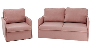 Мебельный комплект Амира розовый диван + кресло в Ростове-на-Дону