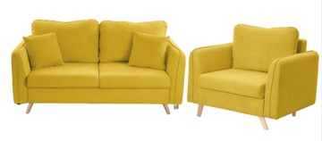 Комплект мебели Бертон желтый диван+ кресло в Ростове-на-Дону