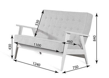 Прямой диван Ретро, двухместный (беленый дуб / RS 29 - бирюзовый) в Таганроге - предосмотр 3