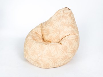 Кресло-мешок Груша большое, жаккард, бежевые листья в Батайске