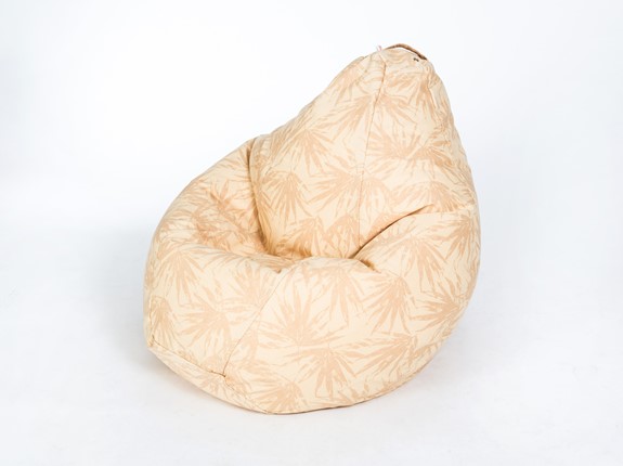 Кресло-мешок Груша малое, жаккард, бежевые листья в Шахтах - изображение