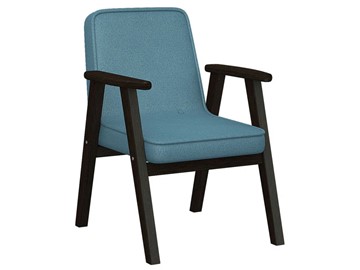 Мягкое кресло Ретро ткань голубой, каркас венге в Шахтах - предосмотр