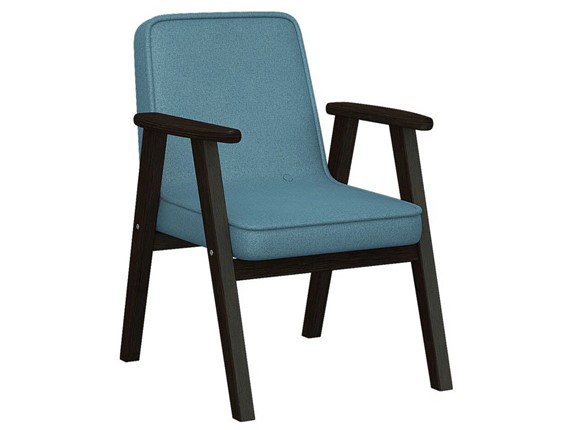 Мягкое кресло Ретро ткань голубой, каркас венге в Шахтах - изображение