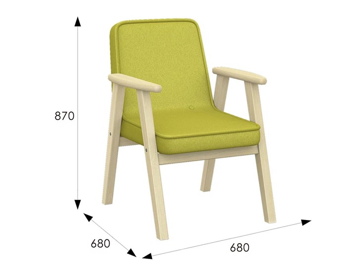 Кресло мягкое Ретро ткань лайм, каркас лак в Шахтах - изображение 5