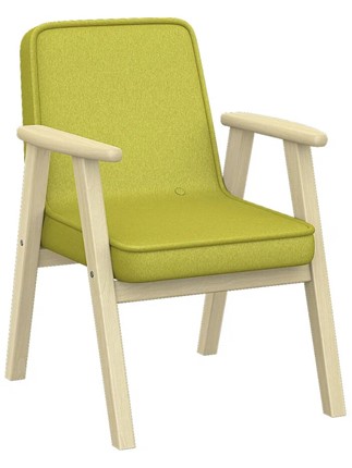 Кресло мягкое Ретро ткань лайм, каркас лак в Шахтах - изображение