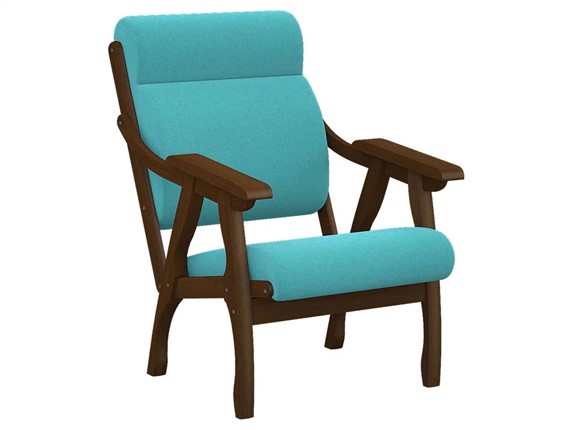 Кресло мягкое Вега 10 ткань бирюза, каркас орех в Шахтах - изображение