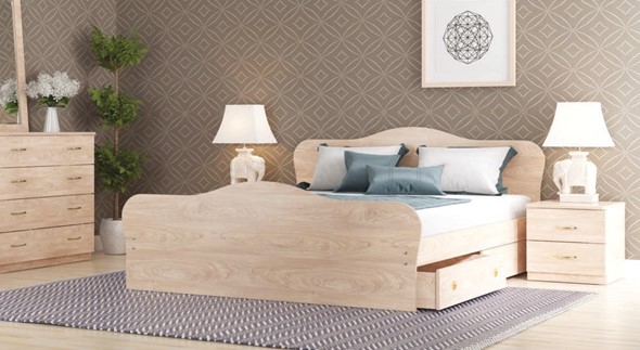 Кровать спальная Каролина, 160х200 с основанием, дуб млечный в Шахтах - изображение