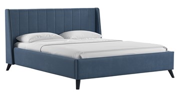 Кровать с механизмом 2-спальная Мелисса 160,арт. Тори 83 велюр (серо-синий) + кроватное дно в Шахтах