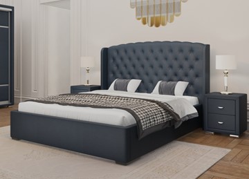 Кровать Dario Classic Lite 140x200, Экокожа (Темно-синий) в Шахтах