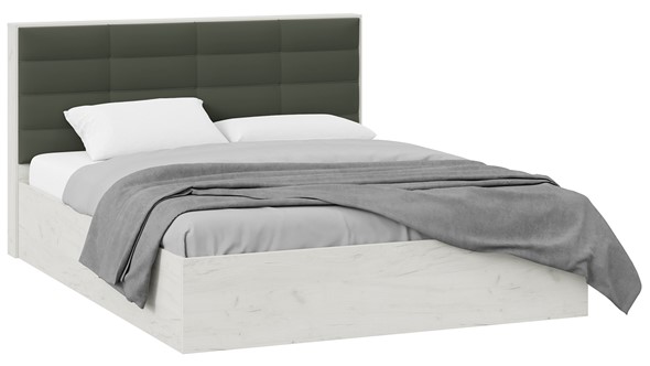 Кровать в спальню Агата тип 1 (Дуб крафт белый, Велюр Серый) в Шахтах - изображение