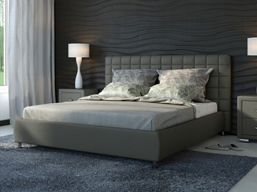 Кровать двуспальная Corso-3 160х200, Экокожа (Темно-серый) в Шахтах